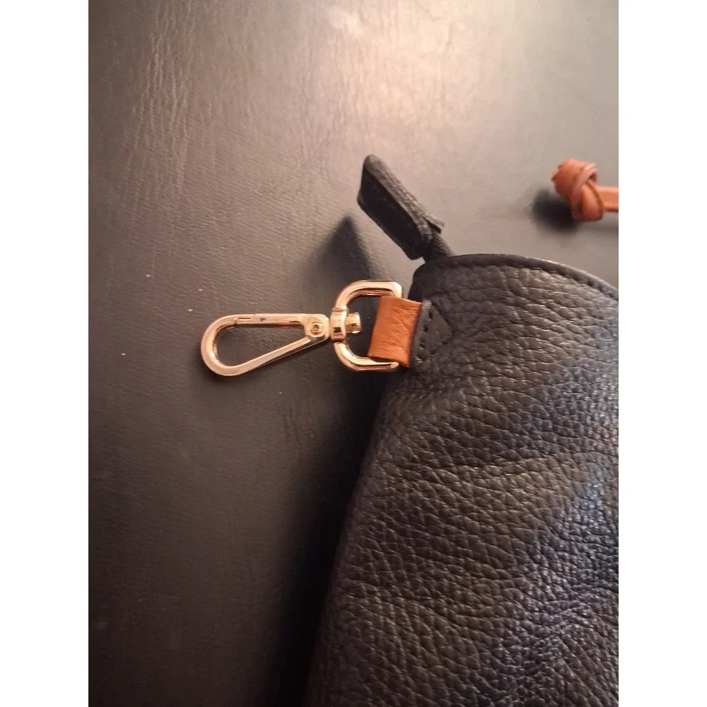 Valentina Italia Black Pebbled Leather Convertible Backpack Tote Bag Gold Tone